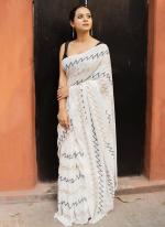 Faux Georgette White Daily Wear Thread Work Saree